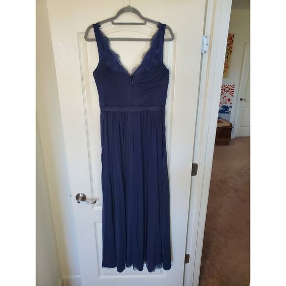Hitherto BHLDN Navy Blue Fleur Lace Chiffon Maxi Formal Gown Prom Dress, Size 10 - Picture 12 of 16